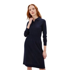 Lacoste Long Sleeve Polo Merino Wool Sweater Dress